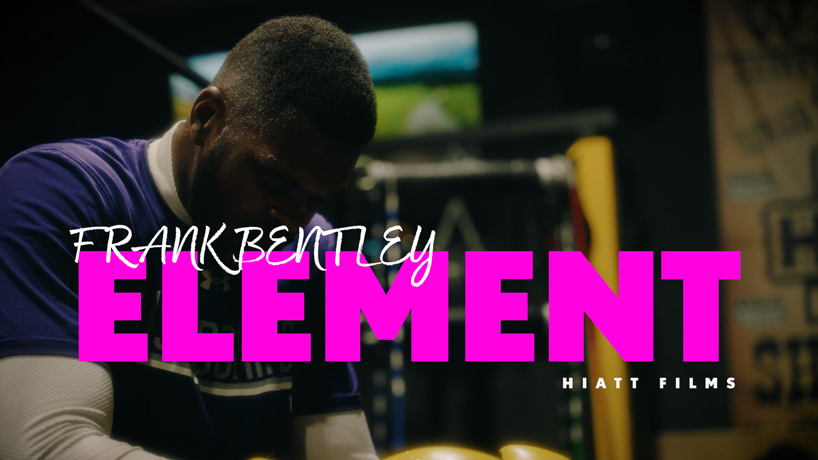 Music video thumbnail showing an athlete training in a dimly lit gym environment